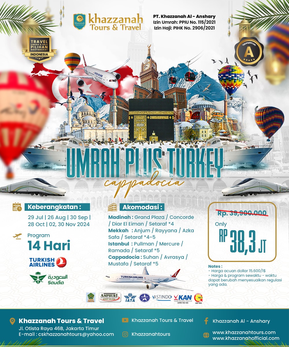 Promo Paket Umroh Plus Turkiye Program 12 - 14 Hari Terbaru 2024