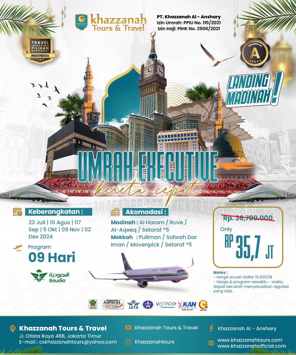 Promo Paket Umroh Executive Landing Madinah Terbaru 2024