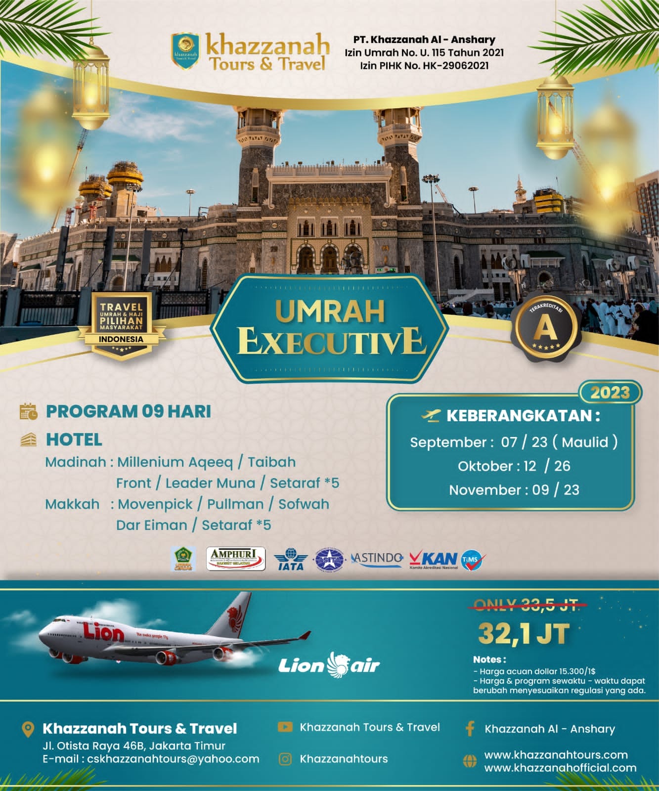 Paket Umroh Executive September 2023: Keberangkatan Eksklusif dengan Khazzanah Tour & Travel
