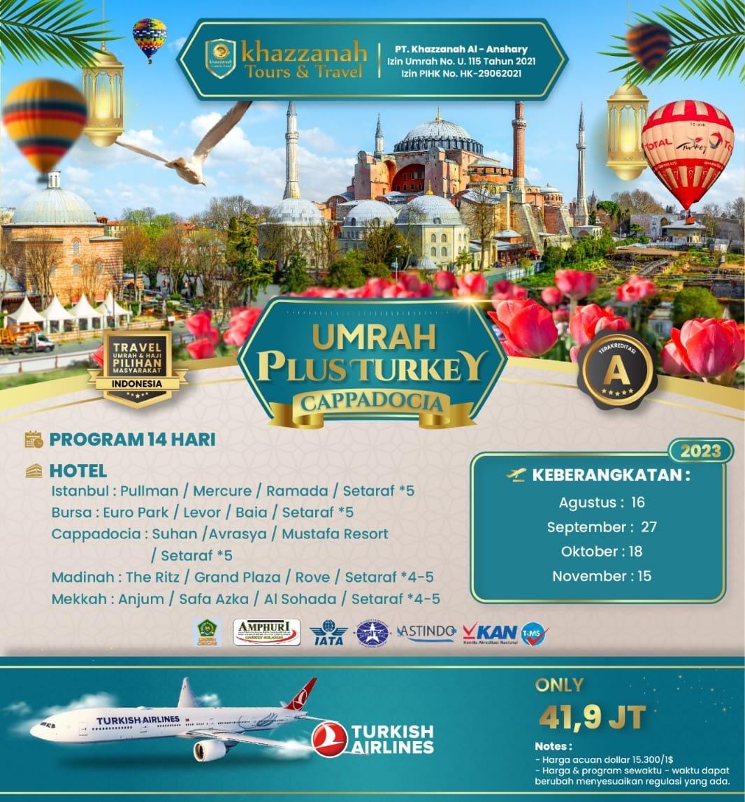 Paket Umroh Plus Turkiye Cappadocia Keberangkatan September