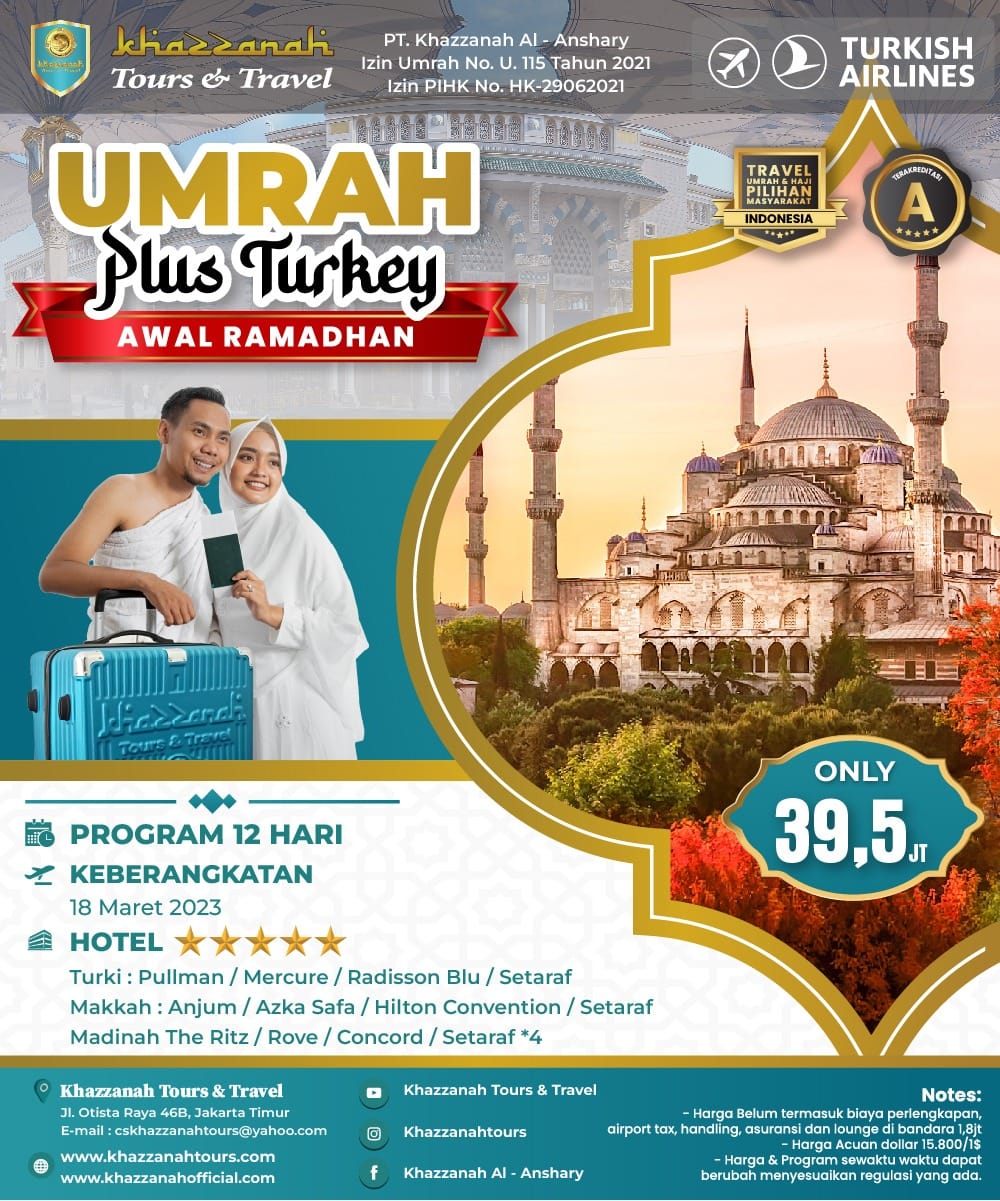 Travel Umroh Plus Halal Tour 12 Hari  Kabupaten Bekasi